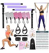 Pilates Bar Kit with Resistance Bands, Multifunctional Yoga Pilates Bar with Heavy-Duty Metal Adj...