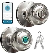 Veise Smart Door Knob, Fingerprint Door Lock with App Control, Smart Lock for Bedroom Door, Auto ...