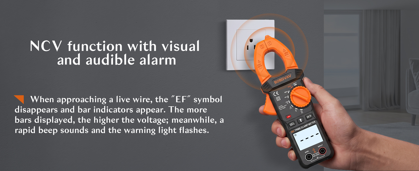 NCV Non-contact Voltage Detection Feature of Amp Clamp Meter