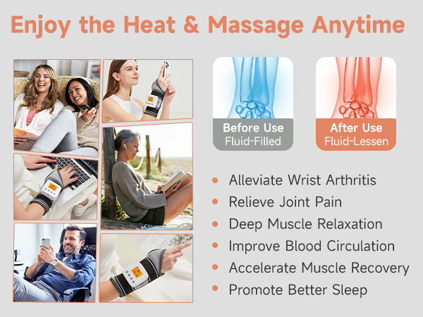 cordless wrist heating pad with massager