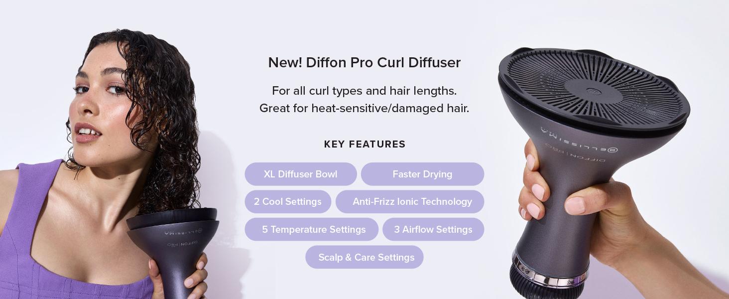 Pro Curl Diffuser For all curl types and hair lengths. Great for heat-sensitive/damaged hair.
