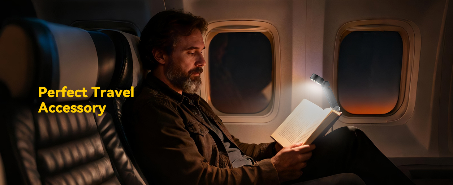Portable reading lamp, perfect travel accessory for reading anywhere