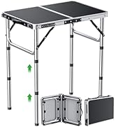 GARLLEN 2ft Folding Camping Table, Portable Folding Picnic Table with 3-Height Adjustable, Lightw...