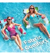 Funscape Pool Floats Chairs Adult, 2 Packs Heavy Duty Inflatable Swimming Pool Lounges, Fabric Fl...