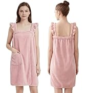 PJGGZ Towel Wrap for Women - Ruffled Straps Absorbent &amp; Quick Dry Towel Bathrobe, Lightweight for...