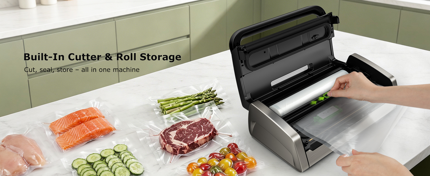 Built-In Cutter &amp;amp; Roll Storage