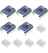 TEQStone A4988 Stepper Motor Driver with Heat Sink and Plug 5 Pack for 3D Printer, CNC Machine, L...