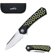 ALBATROSS Pocket Folding Knife, 3" D2 Steel Satin Blade, 4.5" Black G10 Handle with Hexagonal Pat...