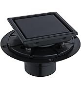 4-Inch Square Shower Drain, Matte Black Floor Drain with Flange, 304 Stainless Steel Bathroom 2-i...