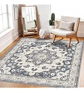 Washable 4x4 Square Area Rug: Oriental Ultra Thin Soft Living Room Carpet Under Sofa Non-Slip Bed...