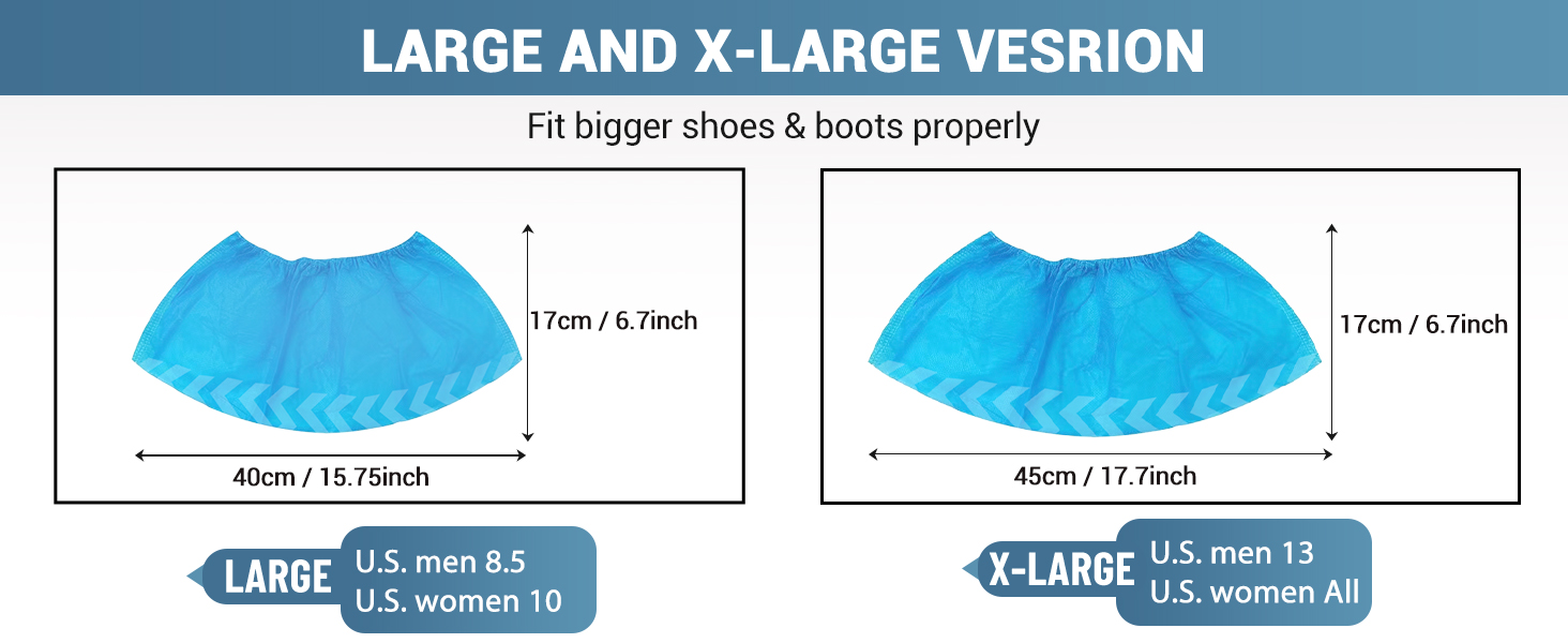 blue shoe covers size guide