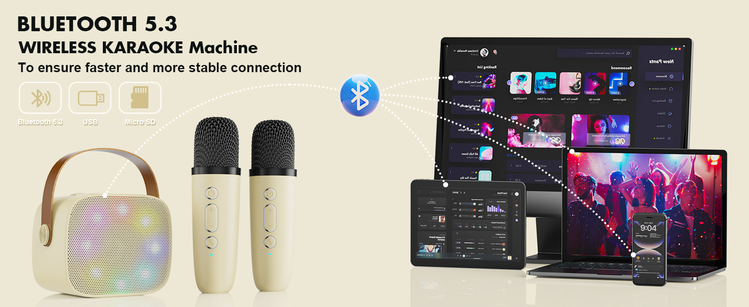 Bluetooth 5.3 Wireless Karaoke Machine