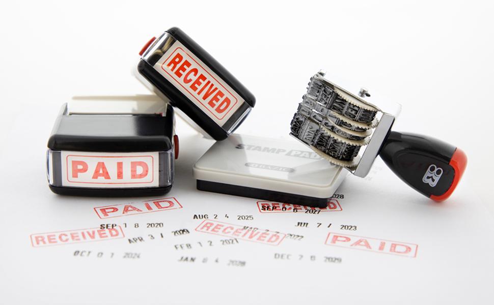stamps received paid date stamp