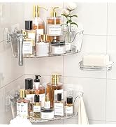 JNDETOP Corner Shower Caddy, 3-Pack Adhesive Shower Organizer with Soap Holder and Hooks, Rustpro...