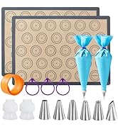 Angadona Macaron Silicone Baking Mats Kit (16pcs set) Macaroon Baking Mat Set of 2 Half Sheet Mac...