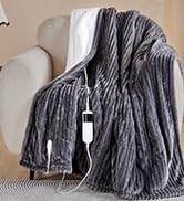 Qieryun Heated Blanket Electric Throw, Soft Flannel Heating Blanket with 8 Hours Auto Off 10 Fast...