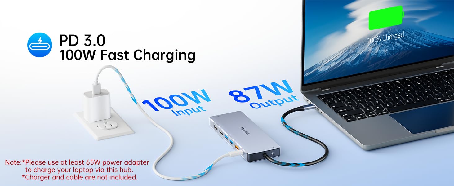 docking station power delivery usb c hub 100W PD usbc hub multi display 3 monitor displayport