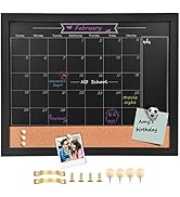 TORASO Magnetic Chalkboard Calendar Corkboard, Small Combination Chalk Board Bulletin Board, 13
