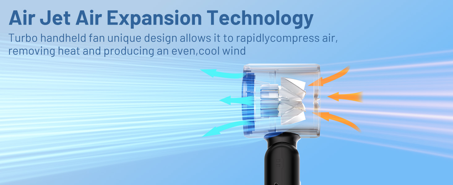 turbo jet air expansion technology personal fan for heatwaves and outdoor summer sports