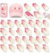 124PCS Mini Pink Chenille Letters Patches Self Adhesive with Pattern | 1 Inch Stick on Varsity Le...