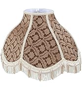 Aspen Creative 30309 Scallop Bell Shape Spider Construction Lamp Shade in Brown with Beige Trim, ...