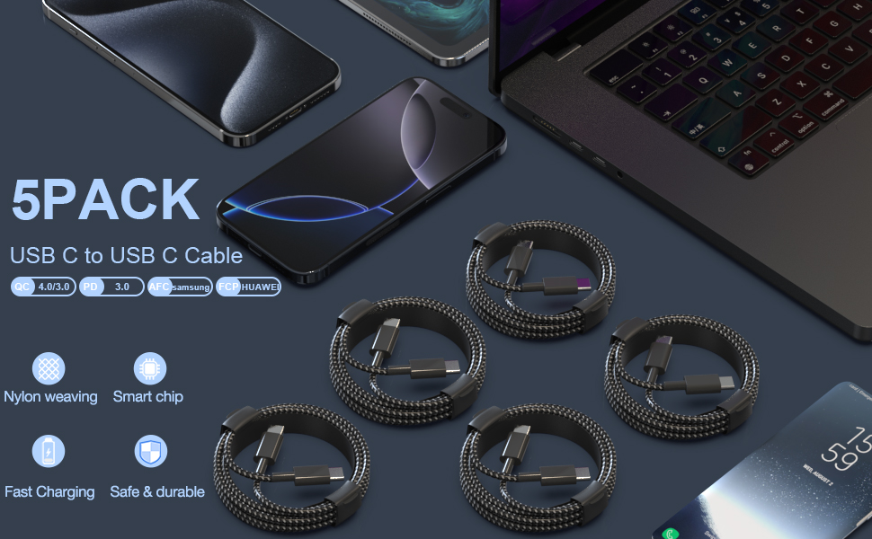 5 pack usb c cable