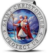 Anwlki Saint Christopher Medal for Car, Colorful 3D Relief St Christopher Visor Clip Bless Drivin...