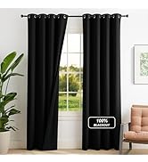 NICETOWN 100% Blackout Curtains for Bedroom, Room Darkening Plylux Curtains 84 Inch Long Thermal ...