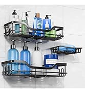 OMAIRA 3-Pack Shower Caddy with Soap Holder, Adhesive Rustproof No-drill Strudy Loading Inside Sh...