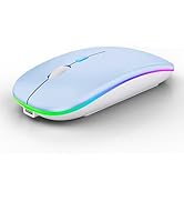 WREANU Wireless Bluetooth Mouse Rechargeable Laptop Mice with LED Lights Silent Slim Use(BT5.2 an...