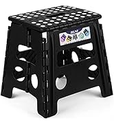 Delxo Folding Step Stool, 13 inch Non-Slip Foldable Stools Up to 300 LBS, Step Stool with Handle,...