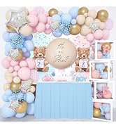 Amandir 164PCS Gender Reveal Balloon Boxes Decorations, Pink and Blue Balloon Garland Kit 4pcs Bo...