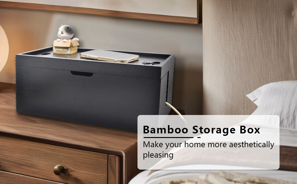 15 inch Bamboo Large Cable Management Box