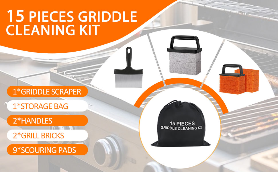 15pcs griddle cleaning kit