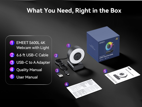 EMEET S600L web camera for desktop computer is designed for confident daily streaming