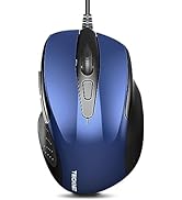 TECKNET USB Wired Mouse, 6-Button Corded Mouse with 2 Adjustable DPI, Optical Computer Mouse with...