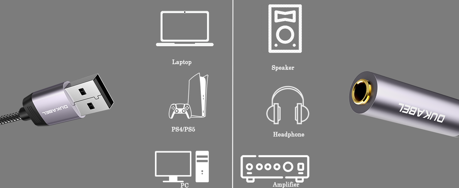 USB to 6.35mm headphone jack