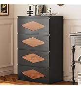 UPOSOJA 48.3'' Tall Dresser for Bedroom, 4 Chest of Wooden Deep Drawers, Vintage Dresser, Closet ...
