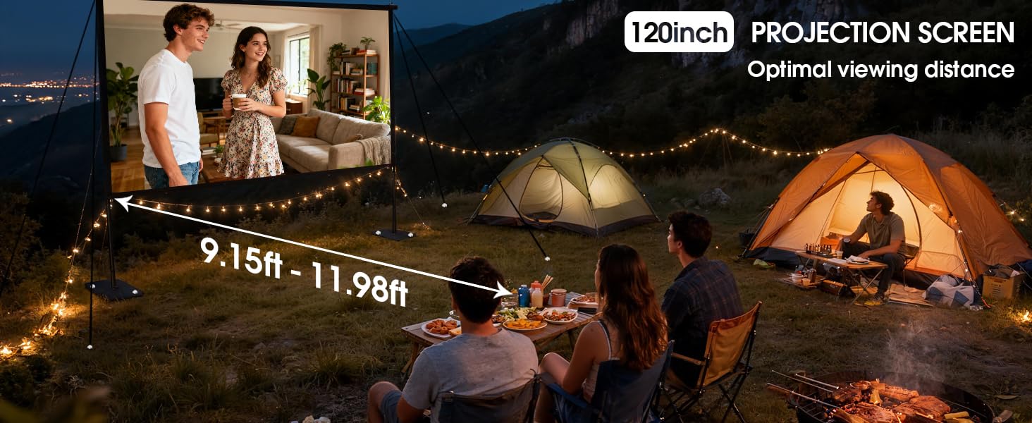 120 inch Projector screen with stand for Home Theater and Backyard Movie Night