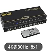 DGODRT 8×1 HDMI Switch 8 in 1 Out, 8 Port 4K HDMI Switcher Selector Box with IR Remote Control, S...