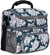 FlowFly Double Layer Cooler Insulated Lunch Bag Adult Lunch Box Large Tote Bag for Men, Women, Wi...