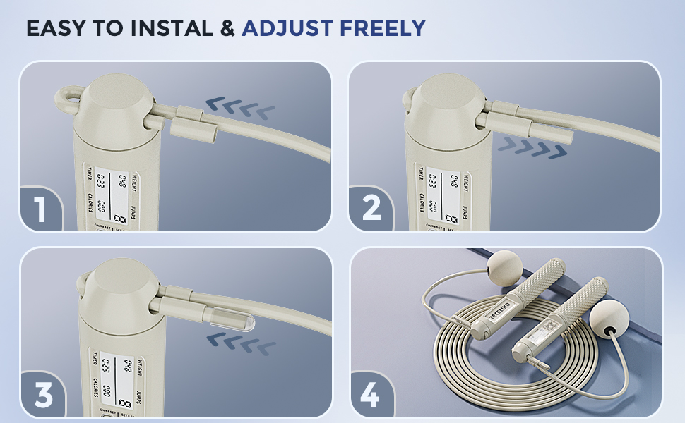 Smart Jump Rope with LED Display and Jump Counter, Weighted Cordless Design