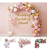 Wedding Arch Backdrop Stand,7x4 FT Metal Arch Backdrop Stand for Ceremony Square Stainless Steel ...
