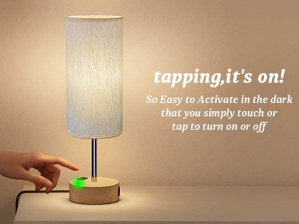 Bedside Lamp Touch Control Table Lamp with USB A+C Charging Ports 3-Way Dimmable Nightstand Lamp