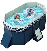 Foldable Swimming Pool with Sturdy Square Design Medium 68" L 47.5" W 18.5" D Portable Kids &amp; Pet...