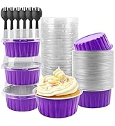 Aluminium Foil Cake Cups with Lids Muffin Tins, Mini Cake Pans, Mini Bread Moulds with Lids, Disp...