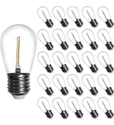 E26 S14 LED Outdoor String Light Bulb, 0.65W (7W Equivalent) Daylight White 6000K UL Listed CRI80...