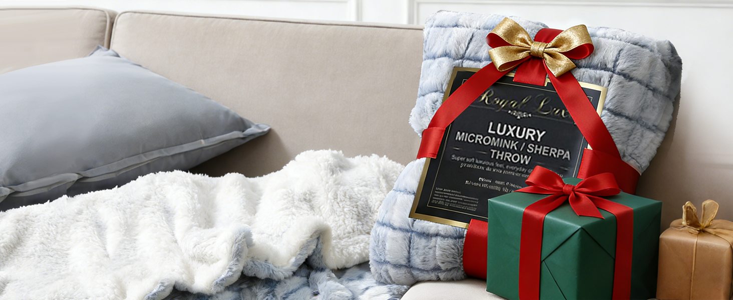 Royal Luxe Micromink Sherpa Reversible Throw