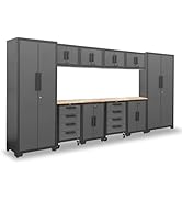 Torin 12 Piece Garage Storage Cabinet Set: Workshop Tool Organizer Chest with Lockers, Shelves an...
