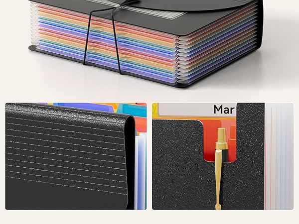 ThinkTex Expanding File Folder 12 Pockets Accordion File Organizer